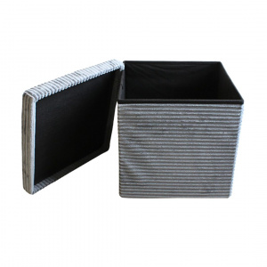 Taburet cu spațiu depozitare 38x38x38 cm reiat mare gri