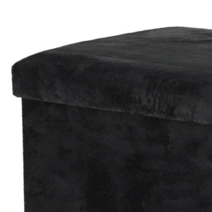 Taburet pliabil catifelat cu spațiu de depozitare - Storage Solutions®, tip cutie, otoman, culoare gri cărbune, 38x38x38 cm