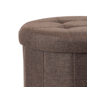 Taburet pliabil rotund cu spațiu de depozitare - Storage Solutions®, tip cutie, culoare maroniu, 45x45x39 cm