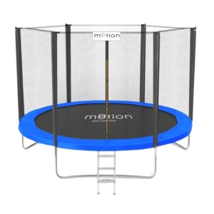 Trambulină de grădină Jumi, MOTION, 240 cm, cu plasă de protecție și scară, culoare albastru