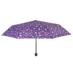 Umbrelă damă MINI manuală Perletti violet cu flori