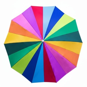 Umbrelă de plajă multicoloră, Jumi, model curcubeu, rezistentă UV, 220 cm