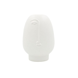 Vază decorativă, ceramică, culoarea alb mat, design abstract față umană, 17x12 cm, Arti Casa