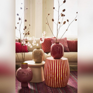 Vază decorativă ovală, metalică, Pip Studio, 32cm, Dark Red