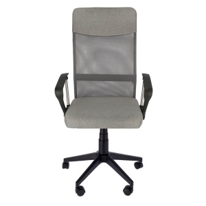 Scaun de birou ergonomic ZOOM, pivotant, cu brațe, mesh respirabil și șezut tapițat, reglabil pe înălțime, gri deschis/negru