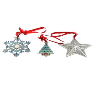 Set cadou Bailey & Brooke – 3 decorațiuni metalice elegante de Crăciun