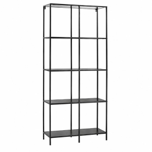 Raft cu 5 polițe, metal și MDF, maro/negru, 78 x 30 x 170 cm