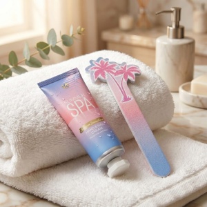 Set îngrijire mâini SUMMER SPA în ambalaj cadou roz, cremă pentru mâini și unghii 30 ml si pilă de unghii