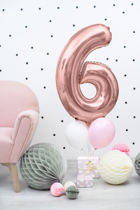 Balon cifra 6, roz, 35 cm