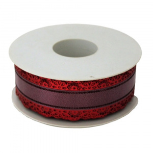 Bandă Decorativă Cake Dress, 40mm, Pizzo Dore Roșu, 20 m