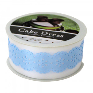 Bandă decorativă Cake Dress pentru torturi și prăjituri, 4.5cm x 15m, model dantelat, Splendor bleu