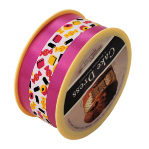 Bandă decorativă Cake Dress, pentru torturi și prăjituri, 4.5cm x 20m, Candy Roz