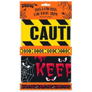 Bandă decorativă, pentru Halloween, model avertizare, 6m