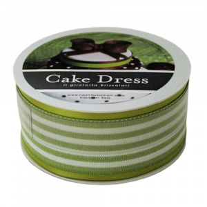 Bandă decorativă textilă Cake Dress, pentru torturi și prăjituri, 4.5cm x 10m, Double Stripes, verde