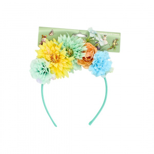 Coroniță de păr, turcoaz cu floricele, Zooky, accesoriu elegant pentru fete și evenimente speciale