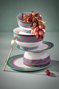 Bol din porțelan, Pip Studio, Stripes Pink-Green, 15.5cm, colecția Pip Chique - Img 4