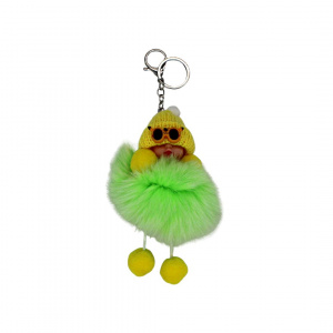 Breloc puf verde model bebeluș cu căciuliță