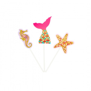 Cake Topper pentru tort, model sirenă, căluț de mare și stea de mare