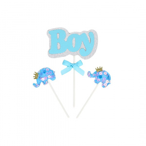 Cake Topper tort Boy elefant albastru - Img 1