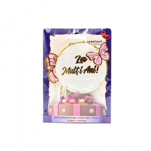 Cake Topper tort La Mulți ani - fluturași roz