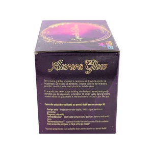 Cană cu model 3D inimioară portocalie, pereți dubli, sticlă borosilicată și inserție de sclipici, 300 ml, Aurora Glow