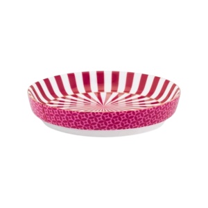 Cană din porțelan, cu capac multifuncțional, Pip Studio, 230 ml, Dark Pink, colecția Royal Stripes