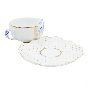 Cană espresso cu farfurioară, colecția Royal White, 125ml, Pip Studio
