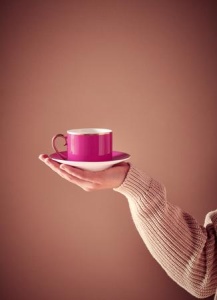 Cană espresso cu farfurioară, Pip Studio, 120 ml, colecția Pip Chique, Gold-Pink