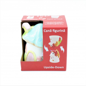 Cană figurină upside-down "Căsuță ciupercă bleu"