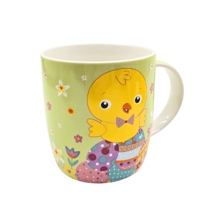 Cană pentru copii, culoarea verde, design tematic cu motive pascale, 370 ml