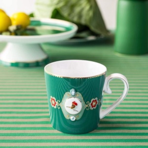 Cană porțelan, Pip Studio, Green, 250 ml, colecția Love Birds