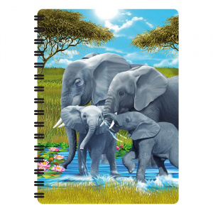 Carnețel zoo, cu spirală, 3D, "LiveLife - Pachyderm pals" - Img 1