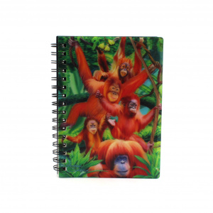 Carnețel zoo, cu spirală, 3D, Orangutan Swinging