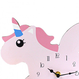 Ceas de perete pentru camera copilului, 25x30cm, model cu unicorn roz