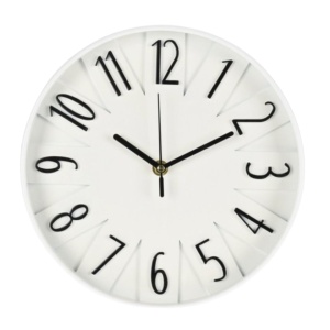 Ceas decorativ de perete, alb cu cifre negre, 24.8 cm, design modern