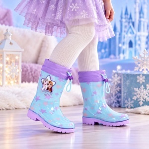 Cizme din cauciuc pentru fete, Perletti, model Ana & Elsa, colecția Frozen