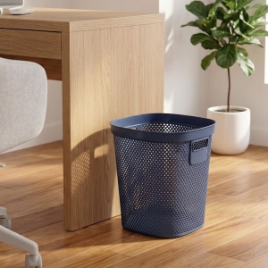 Coș de gunoi 12.5L, din plastic reciclat, model perforat, albastru