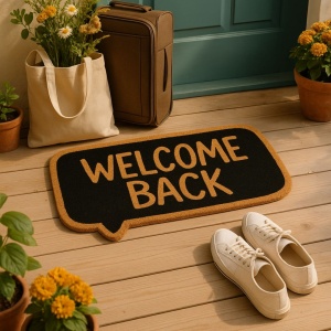 Covor Intrare din Fibră de Cocos – 75x41 cm – Mesaj „Welcome back”