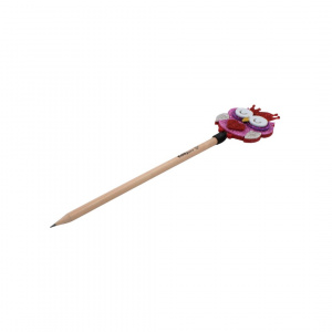 Creion figurină Bufniță roz coroană roșie 25cm