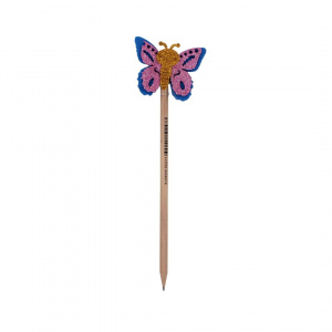 Creion figurina Fluture albastru aripi roz 22cm