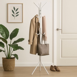Cuier metalic pentru haine, 170 cm, alb, Storage Solutions