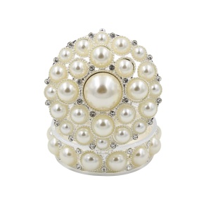 Cutie Bijuterii Rotundă 5 cm cu Perle și Strasuri AZAY – Casetă Bijuterii Elegantă, Cutie Inel, Cutie Cadou Femei Premium cu Ambalaj