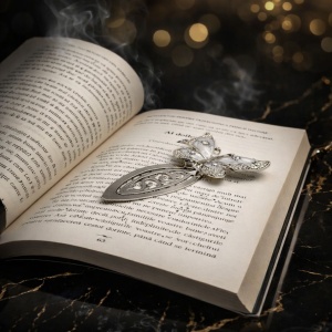 Semn de Carte Metalic Elegant Fluture cu Cristale, 10.5 x 5.5 cm, Argintiu, Cadou Premium pentru Femei, AZAY