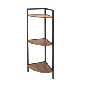 Etajeră de colț, cu 3 polițe, 76 cm – Design modern din metal și lemn pentru decor rafinat