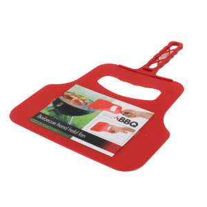 Evantai grătar BBQ 31 cm, ventilator manual aprindere cărbuni, plastic rezistent, roșu
