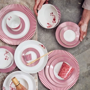 Farfurie din porțelan, Breakfast, Pip Studio, Pink, 21 cm, colecția Royal Stripes