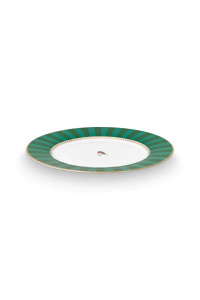 Farfurie din porțelan, Pip Studio, 21cm, Stripes Green, colecția Love Birds
