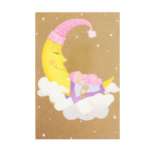 Felicitare Gold Sleepy Pink Moon