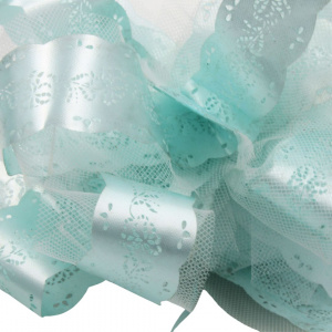 Fundă nuntă cu autoformare tulle 20cm light turcoaz - Img 2