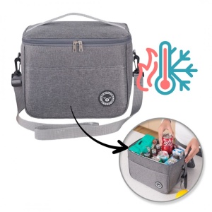 Geantă termică pentru transportul alimentelor, LUNCH BOX, 29x20x21 cm, gri